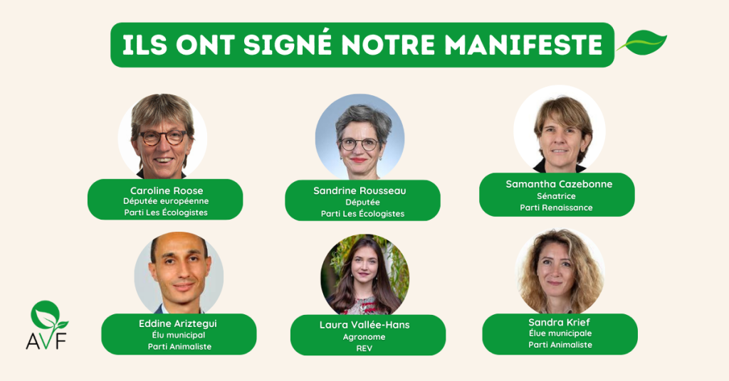 Affiche de l'AVF listant les élu·es ayant signé·es leur manifest.